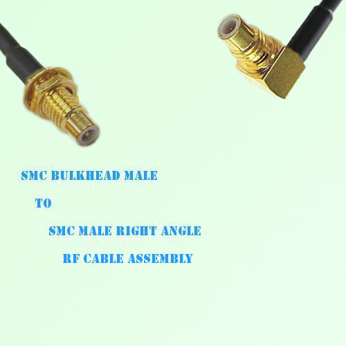 SMC Bulkhead Male to SMC Male Right Angle RF Cable Assembly