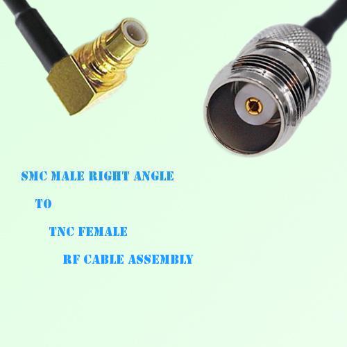 SMC Male Right Angle to TNC Female RF Cable Assembly