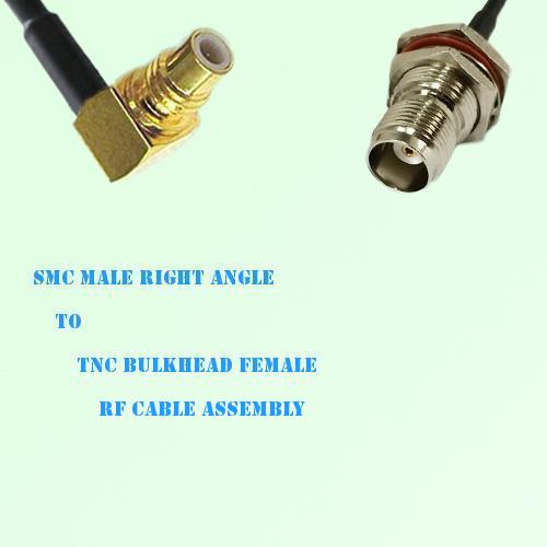 SMC Male Right Angle to TNC Bulkhead Female RF Cable Assembly