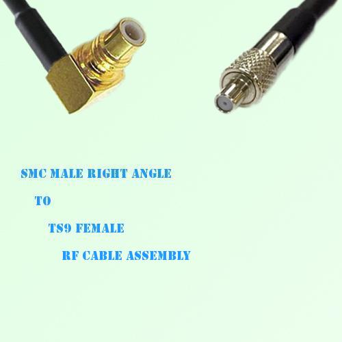 SMC Male Right Angle to TS9 Female RF Cable Assembly