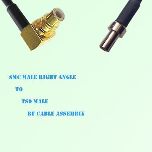 SMC Male Right Angle to TS9 Male RF Cable Assembly