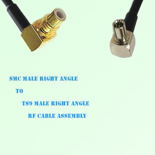 SMC Male Right Angle to TS9 Male Right Angle RF Cable Assembly