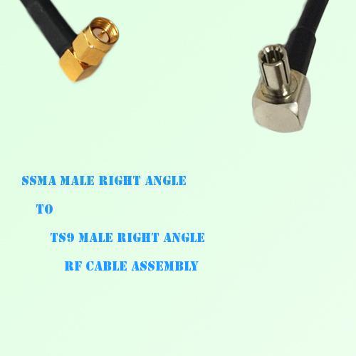 SSMA Male Right Angle to TS9 Male Right Angle RF Cable Assembly