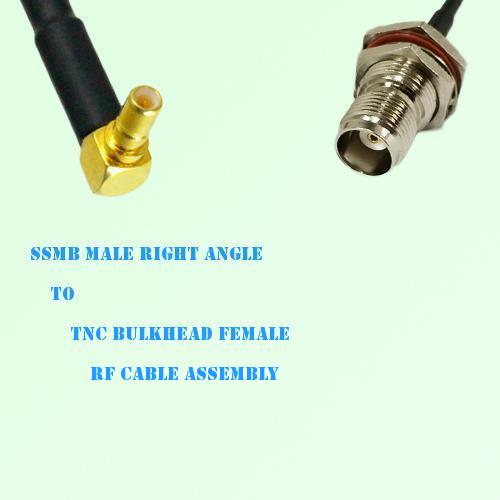 SSMB Male Right Angle to TNC Bulkhead Female RF Cable Assembly