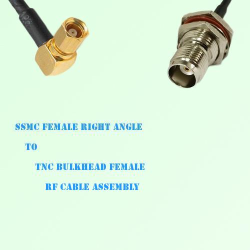 SSMC Female Right Angle to TNC Bulkhead Female RF Cable Assembly