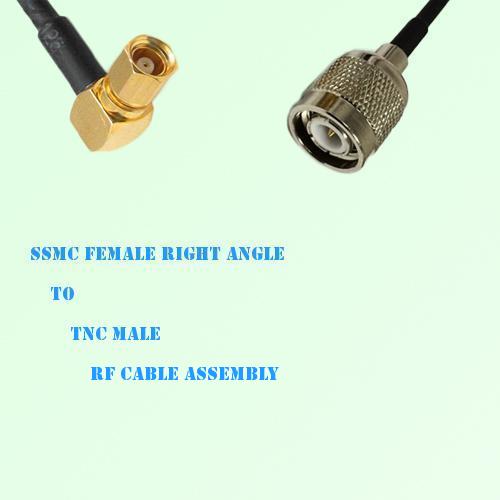 SSMC Female Right Angle to TNC Male RF Cable Assembly