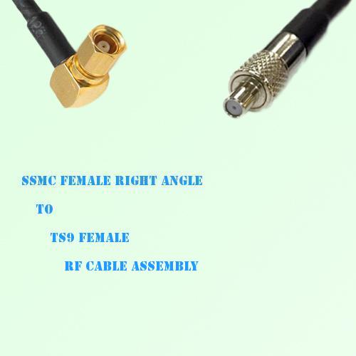 SSMC Female Right Angle to TS9 Female RF Cable Assembly