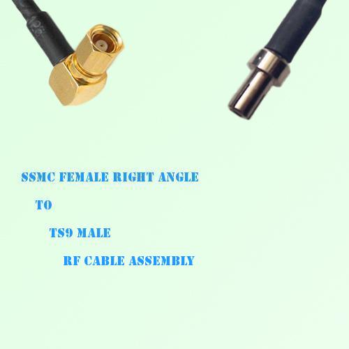 SSMC Female Right Angle to TS9 Male RF Cable Assembly