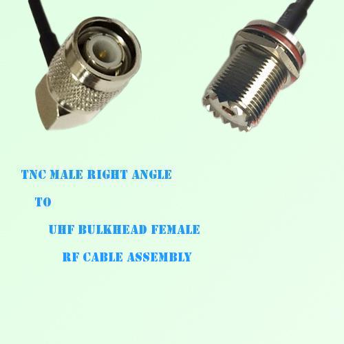 TNC Male Right Angle to UHF Bulkhead Female RF Cable Assembly