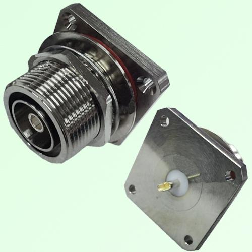 7/16 DIN Bulkhead Female 4 Hole Panel Mount Solder Cup Connector 7/16 DIN Bulkhead Female 4 Hole Panel Mount Solder Cup Connector