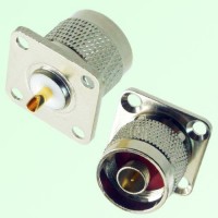 N Male 4 Hole Panel Mount Solder Cup Connector