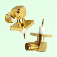 SMA Female 4 Hole Panel R/A Extended Dielectric Solder Cup Connector SMA Female 4 Hole Panel R/A Extended Dielectric Solder Cup Connector