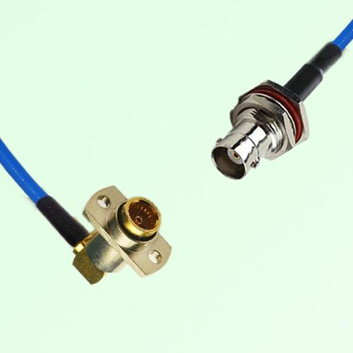 Semi-Flexible BMA Female Right Angle 2 Hole to BNC Bulkhead Female with O-Ring Semi-Flexible BMA Female Right Angle 2 Hole to BNC Bulkhead Female with O-Ring