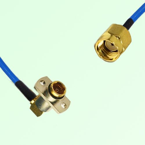 Semi-Flexible Jumper BMA Female Right Angle 2 Hole Flange Mount to RP SMA Male Semi-Flexible Jumper BMA Female Right Angle 2 Hole Flange Mount to RP SMA Male