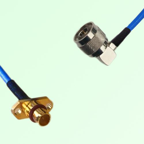 Semi-Flexible Jumper BMA Male 2 Hole Flange Mount to N Male Right Angle Semi-Flexible Jumper BMA Male 2 Hole Flange Mount to N Male Right Angle
