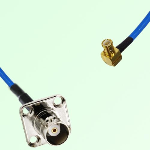 Semi-Flexible Jumper MCX Male Right Angle to BNC Female 4 Hole 17.5x17.5mm Semi-Flexible Jumper MCX Male Right Angle to BNC Female 4 Hole 17.5x17.5mm