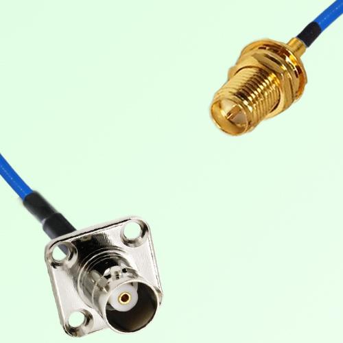 Semi-Flexible Jumper RP SMA Bulkhead Female to BNC Female 4 Hole 17.5x17.5mm