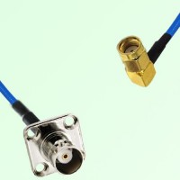 Semi-Flexible Jumper RP SMA Male Right Angle to BNC Female 4 Hole 17.5x17.5mm Semi-Flexible Jumper RP SMA Male Right Angle to BNC Female 4 Hole 17.5x17.5mm