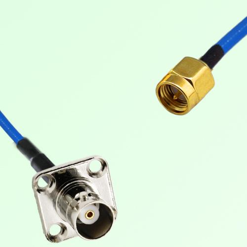 Semi-Flexible Jumper BNC Female 4 Hole Flange Mount 17.5x17.5mm to SMA Male