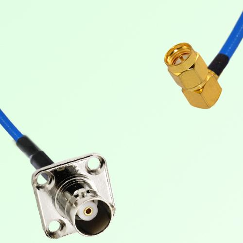 Semi-Flexible Jumper SMA Male Right Angle to BNC Female 4 Hole 17.5x17.5mm Semi-Flexible Jumper SMA Male Right Angle to BNC Female 4 Hole 17.5x17.5mm