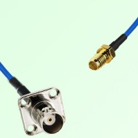 Semi-Flexible Jumper SSMA Female to BNC Female 4 Hole Flange Mount 17.5x17.5mm