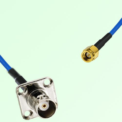 Semi-Flexible Jumper SSMA Male to BNC Female 4 Hole Flange Mount 17.5x17.5mm Semi-Flexible Jumper SSMA Male to BNC Female 4 Hole Flange Mount 17.5x17.5mm
