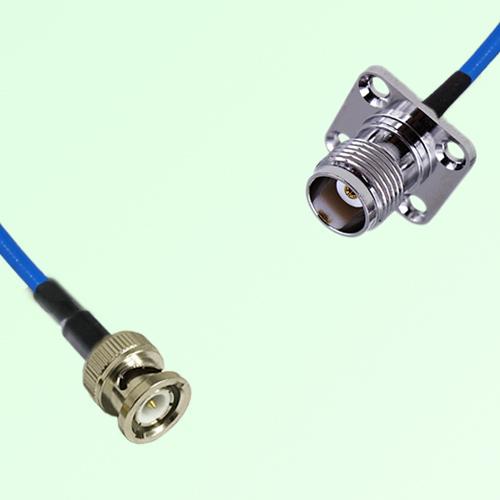 Semi-Flexible Jumper TNC Female 4 Hole Flange Mount 17.5x17.5mm to BNC Male Semi-Flexible Jumper TNC Female 4 Hole Flange Mount 17.5x17.5mm to BNC Male