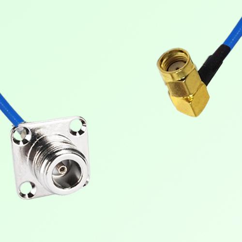 Semi-Flexible Jumper RP SMA Male Right Angle to N Female 4 Hole 25x25mm Semi-Flexible Jumper RP SMA Male Right Angle to N Female 4 Hole 25x25mm