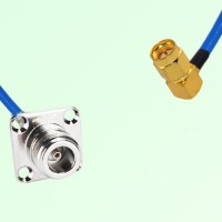 Semi-Flexible Jumper SMA Male Right Angle to N Female 4 Hole 25x25mm Semi-Flexible Jumper SMA Male Right Angle to N Female 4 Hole 25x25mm