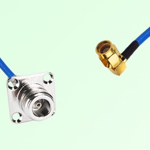 Semi-Flexible Jumper SSMA Male Right Angle to N Female 4 Hole 25x25mm