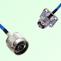 Semi-Flexible Jumper TNC Female 4 Hole Flange Mount 17.5x17.5mm to N Male Semi-Flexible Jumper TNC Female 4 Hole Flange Mount 17.5x17.5mm to N Male