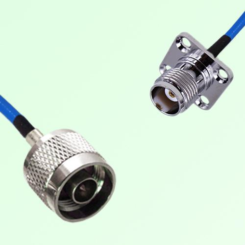 Semi-Flexible Jumper TNC Female 4 Hole Flange Mount 17.5x17.5mm to N Male Semi-Flexible Jumper TNC Female 4 Hole Flange Mount 17.5x17.5mm to N Male