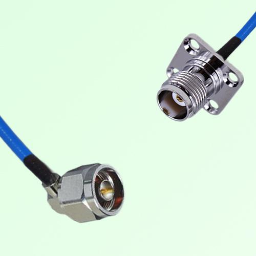 Semi-Flexible Jumper TNC Female 4 Hole 17.5x17.5mm to N Male Right Angle Semi-Flexible Jumper TNC Female 4 Hole 17.5x17.5mm to N Male Right Angle