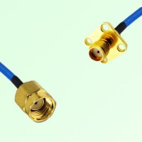 Semi-Flexible Jumper SMA Female 4 Hole Flange Mount 12.7x12.7mm to RP SMA Male