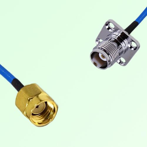 Semi-Flexible Jumper TNC Female 4 Hole Flange Mount 17.5x17.5mm to RP SMA Male Semi-Flexible Jumper TNC Female 4 Hole Flange Mount 17.5x17.5mm to RP SMA Male