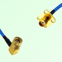 Semi-Flexible Jumper SMA Female 4 Hole 12.7x12.7mm to RP SMA Male Right Angle