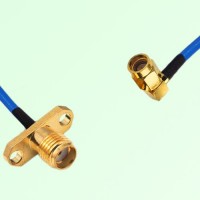 Semi-Flexible Jumper SSMA Male Right Angle to SMA Female 2 Hole Flange Mount