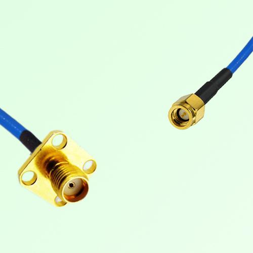 Semi-Flexible Jumper SSMA Male to SMA Female 4 Hole Flange Mount 12.7x12.7mm Semi-Flexible Jumper SSMA Male to SMA Female 4 Hole Flange Mount 12.7x12.7mm