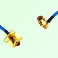 Semi-Flexible Jumper SSMA Male Right Angle to SMA Female 4 Hole 12.7x12.7mm