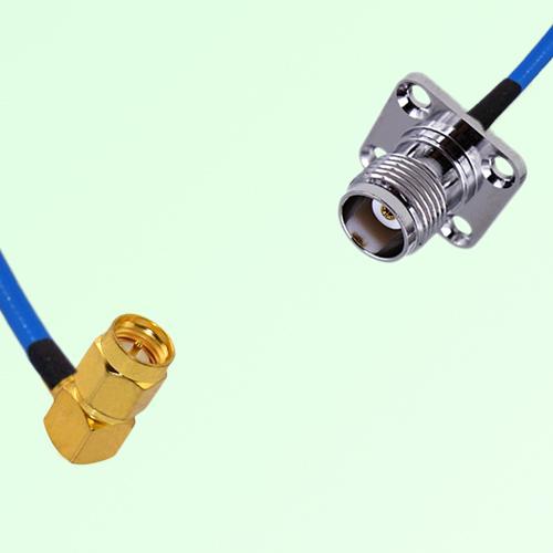 Semi-Flexible Jumper TNC Female 4 Hole 17.5x17.5mm to SMA Male Right Angle Semi-Flexible Jumper TNC Female 4 Hole 17.5x17.5mm to SMA Male Right Angle
