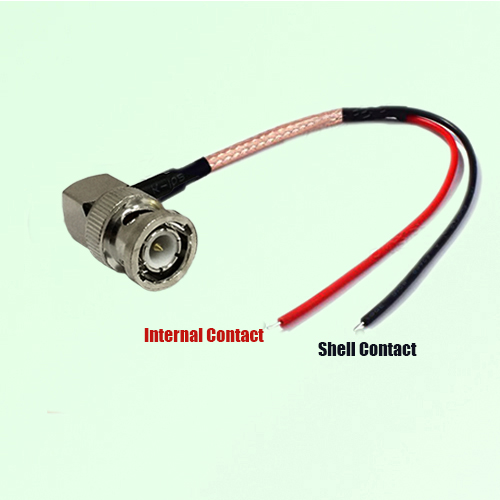 Splitter Y Type Cable BNC Male Right Angle to Tinned Wires