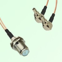 Splitter Y Type Cable F Bulkhead Female to CRC9 Male Right Angle