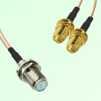 Splitter Y Type Cable F Bulkhead Female to RP SMA Bulkhead Female