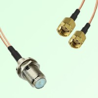 Splitter Y Type Cable F Bulkhead Female to RP SMA Male