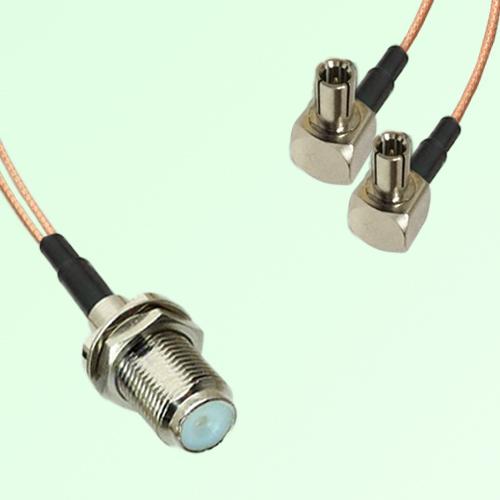 Splitter Y Type Cable F Bulkhead Female to TS9 Male Right Angle