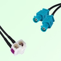 Splitter Y Cable FAKRA SMB Double B Female R/A to FAKRA SMB Z Male