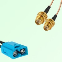 Splitter Y Type Cable FAKRA SMB Double Z Female to SMA Bulkhead Female