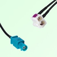 Splitter Y Cable FAKRA SMB Z Male to FAKRA SMB Double B Female R/A