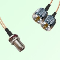 Splitter Y Type Cable N Bulkhead Female to UHF Male