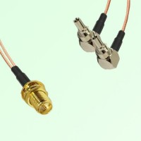 Splitter Y Type Cable RP SMA Bulkhead Female to CRC9 Male Right Angle